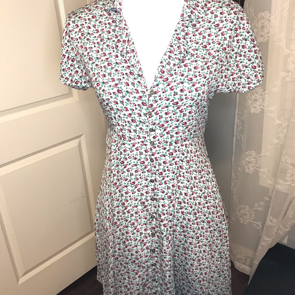 Lulus Grey Flowered Dress SZ XS - Picture 2 of 5